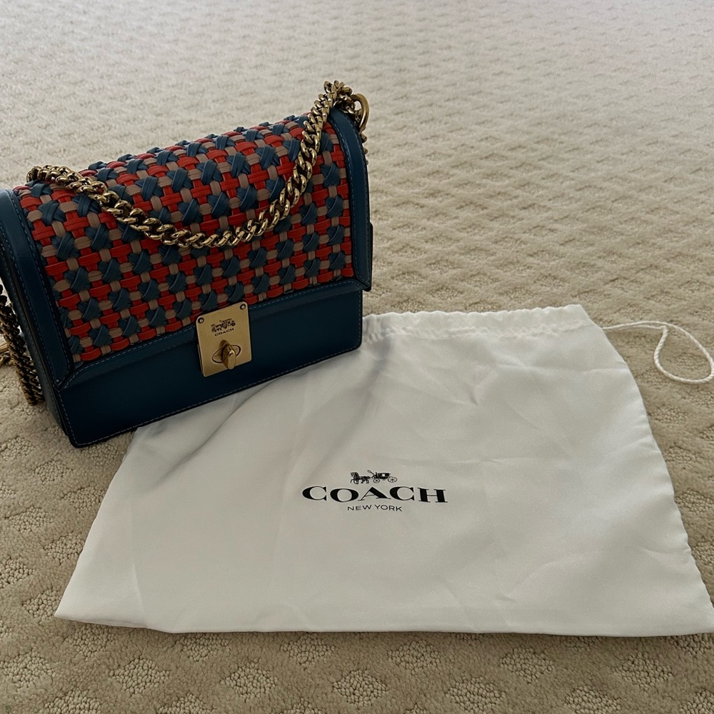 Coach Hutton Shoulder/Crossbody Bag With Weaving Gem